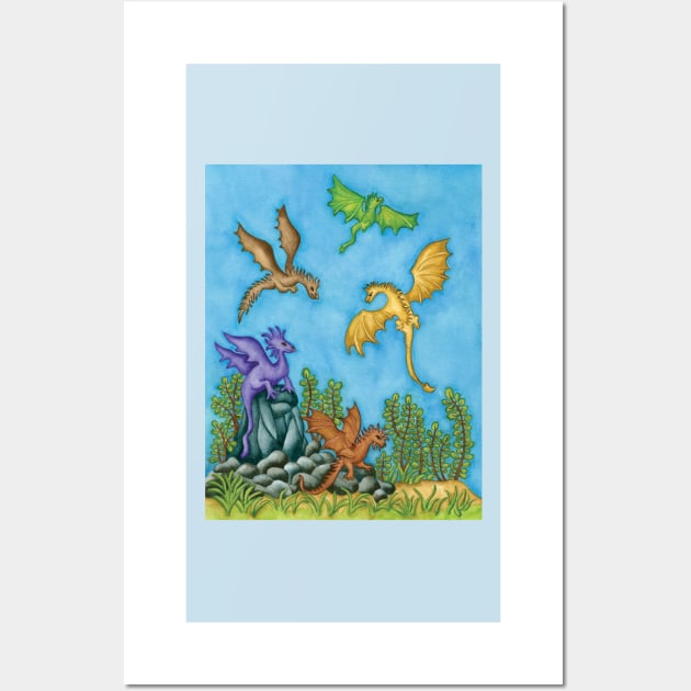 Dragons Learning to Fly Wall Art by astrongwater